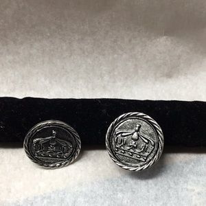 Crown Pewter Coin Earrings